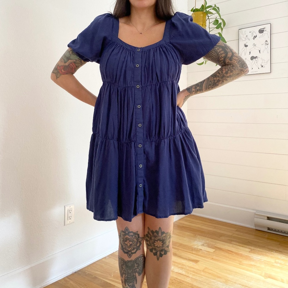 Elan puff sleeve midi dress